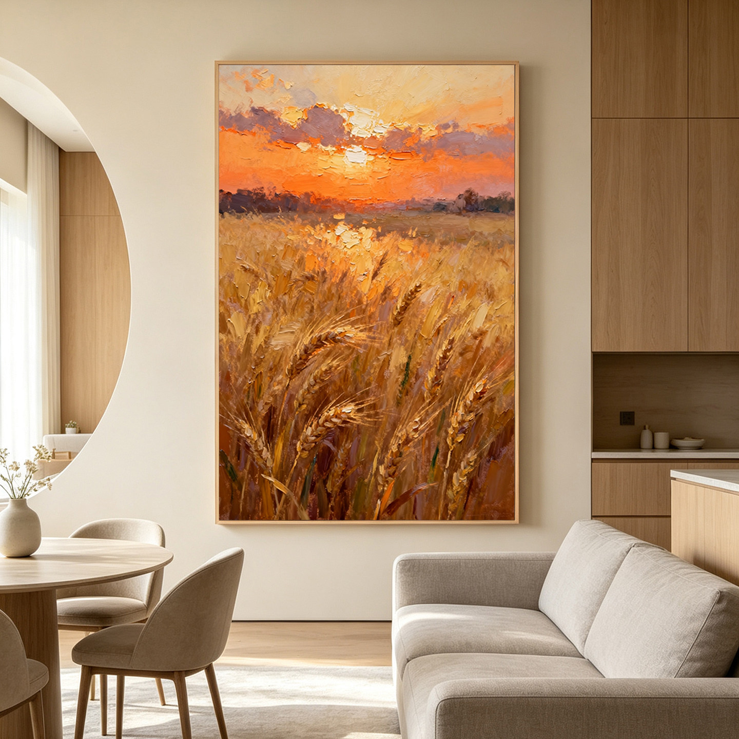 可班纯手绘油画麦田客厅餐厅挂画
