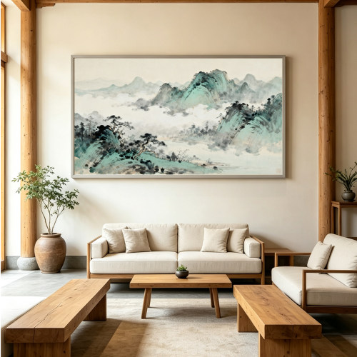 可班江山如画手绘油画装饰挂画