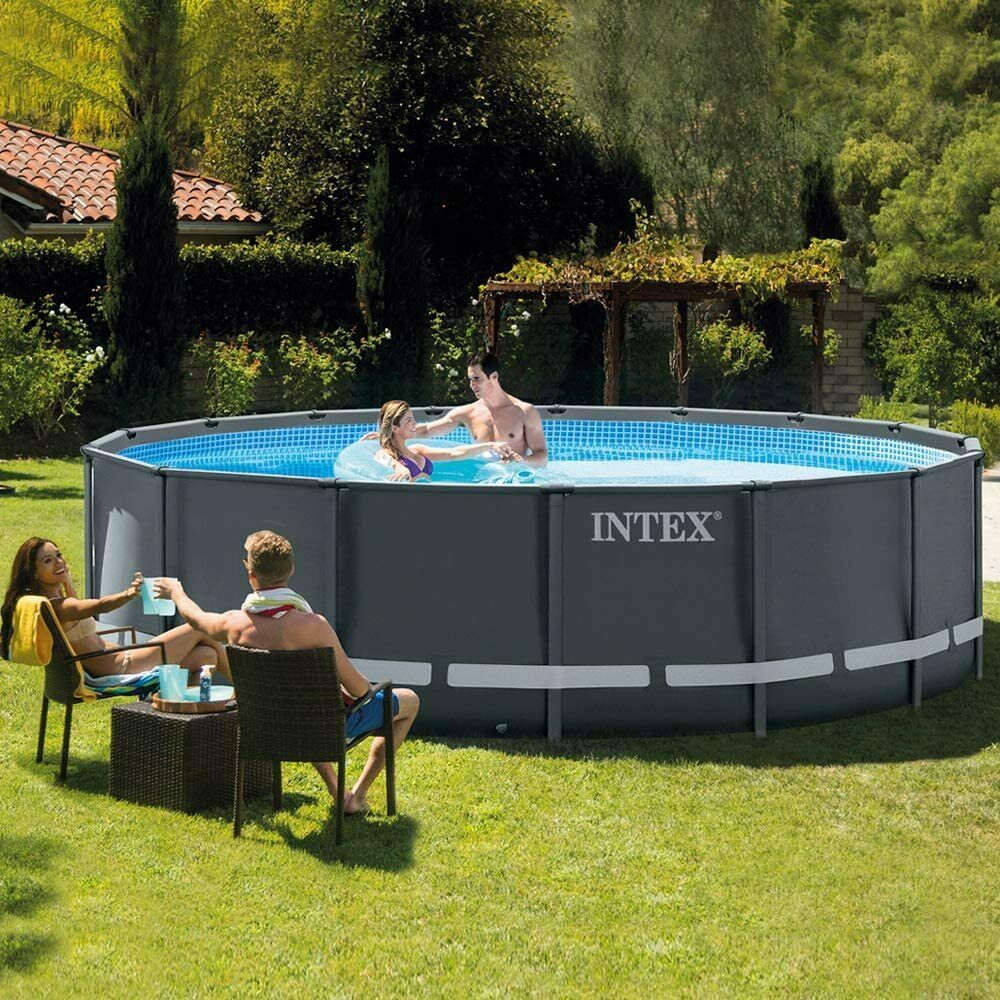 Intex26326 26334 16尺 20尺圆形管架水池套装 户外家用游泳池