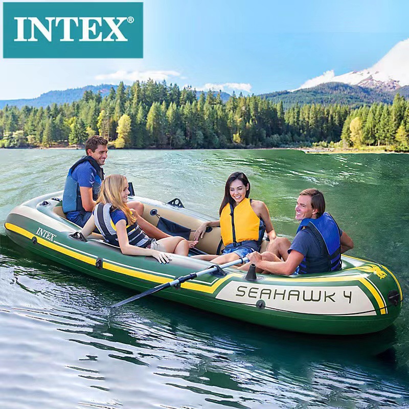 INTEX68351四人充气船组海鹰四人钓鱼船皮划艇橡皮艇4人款冲锋舟