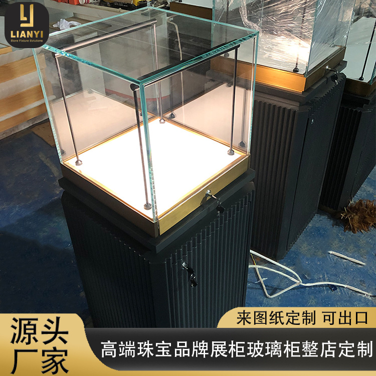定制珠宝展柜立式手表展示柜带灯精品中岛柜带锁木质玻璃饰品展柜