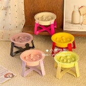 陶瓷慢食碗宠物防噎呛粮盆助消化釉下彩可加热护颈椎猫狗增高带架