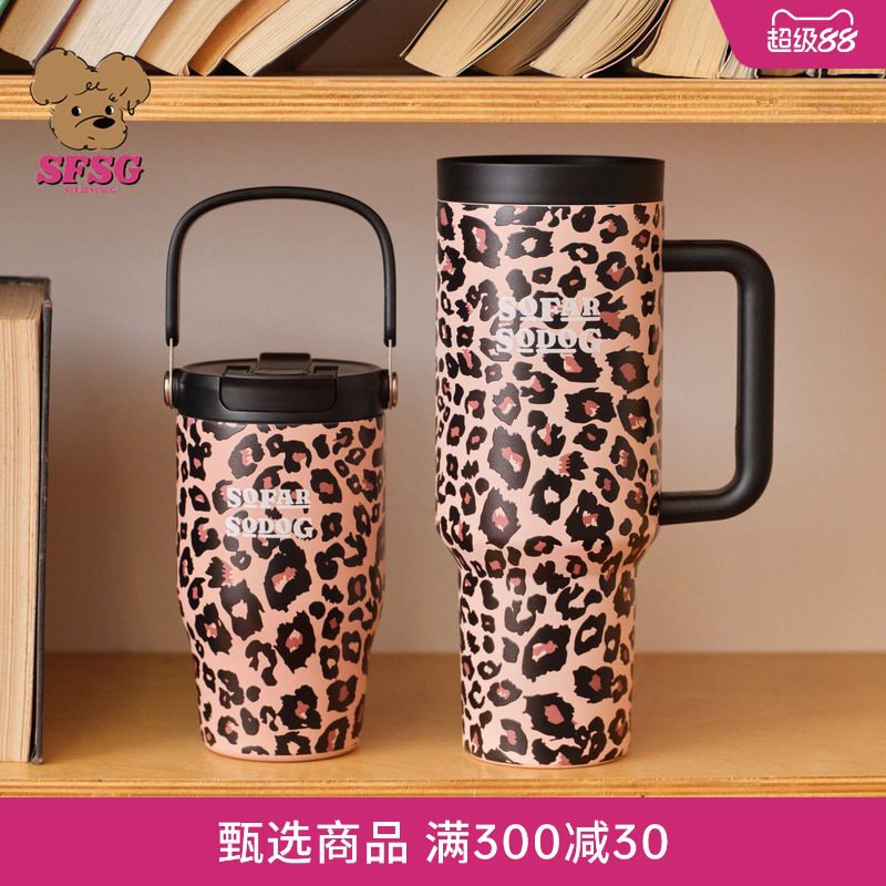 SFSG x 水杯系列豹纹潦草小狗把手杯提手杯2026春季新品挂件图片