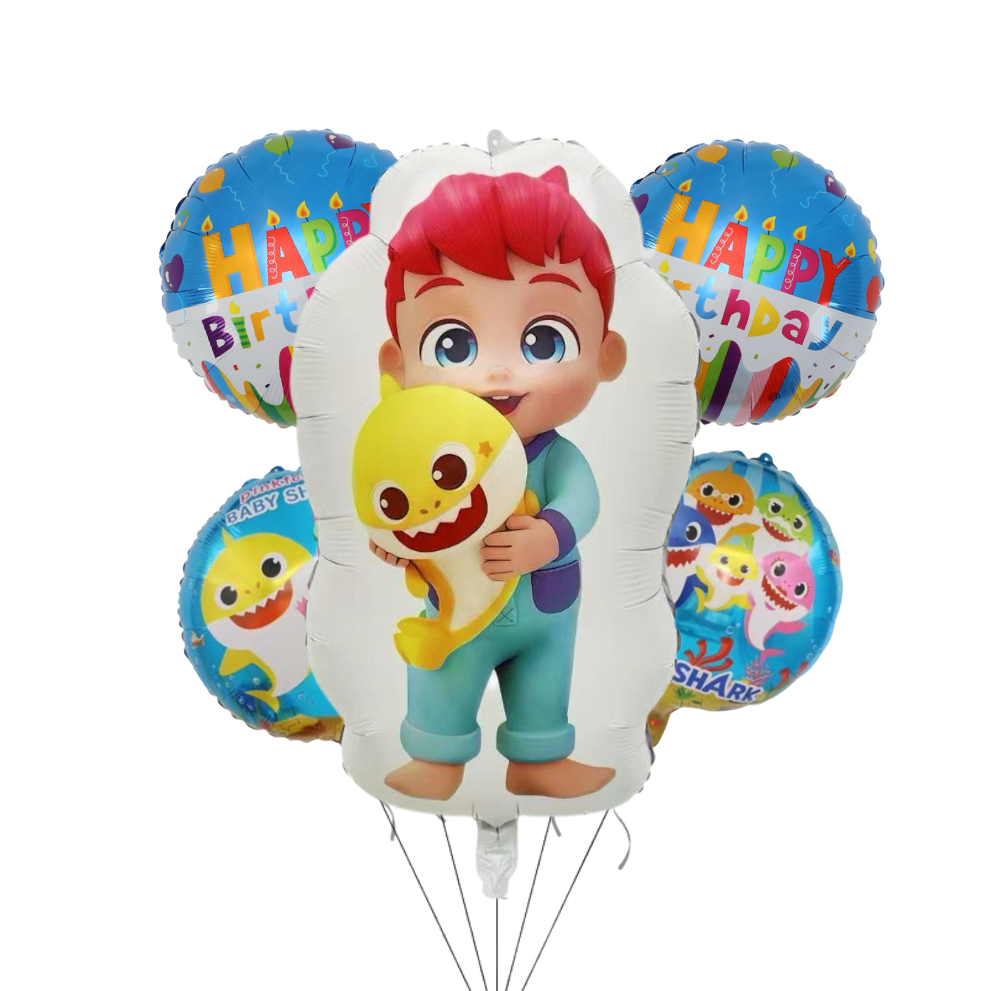 跨境儿童卡通鲨鱼宝宝异形圆球派对装饰生日布置套装氦气球网红