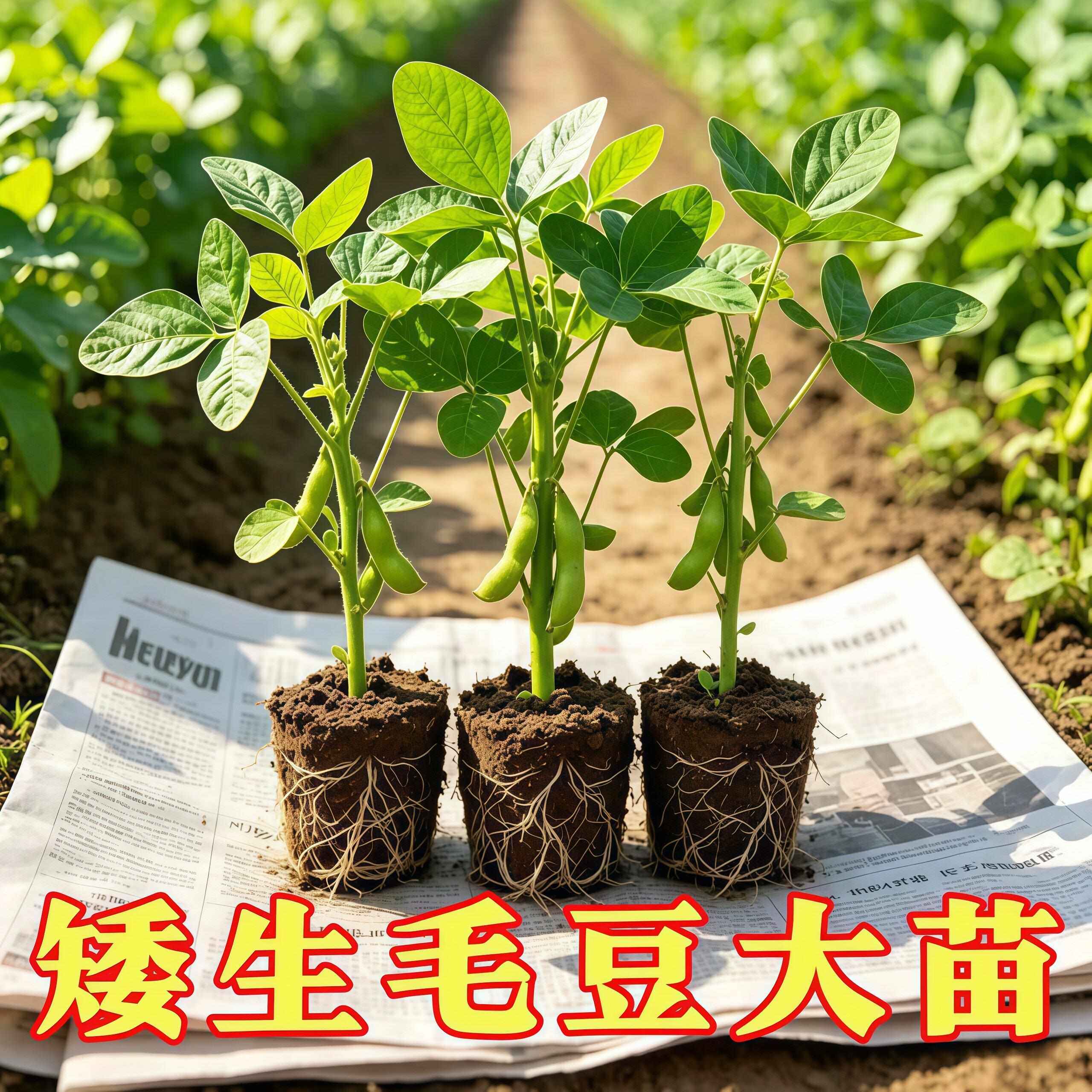毛豆苗种籽春季蔬菜苗青豆早熟带土发货绿黄豆秧苗四季豆花生秧苗