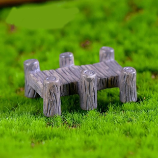 仿真迷你小桥拱桥走廊中式复古石头桥木桥微景观造景装饰品小摆件