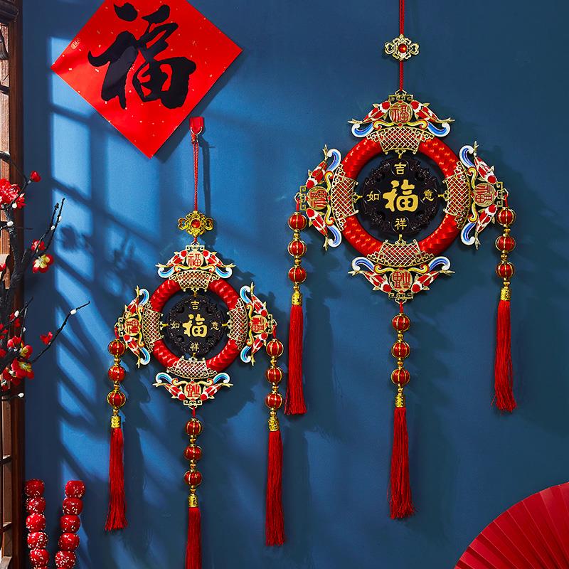 新年装饰春节福字发光挂件客厅入户挂饰龙年玄关背景墙中国结挂件