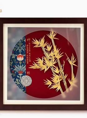 金箔画节节高升 客厅装饰画朋友高档礼品公司定制桌面摆件