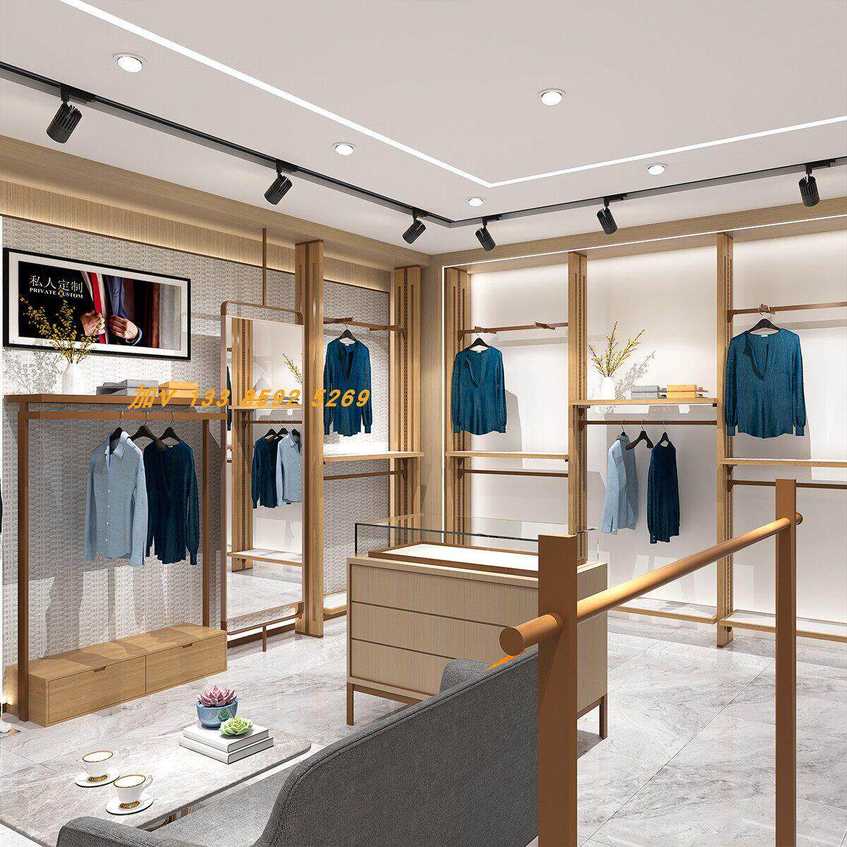 aa立柱天地柱中式卖衣服架子服装展示架陈列架落地挂衣架男装货架