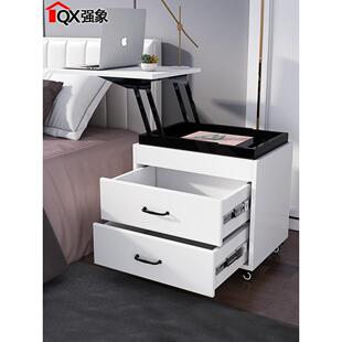 强象现代休闲多功能升降床头柜与轮子创意抽屉收纳边桌定制C-005