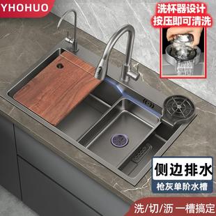 家用纳米洗碗槽单盆台下洗菜盆大单槽 手工厨房304不锈钢水槽日式