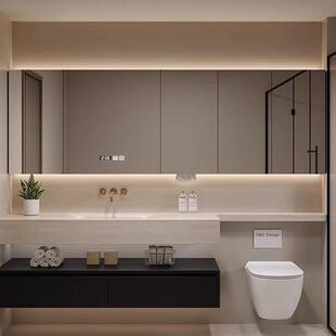 定制浴室智能镜柜单独挂墙式化妆室实木收纳卫浴镜子带气氛灯除雾