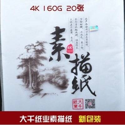 大凡大千美术素描水粉纸绘画水彩纸画画纸8K4K开160g 20张速干