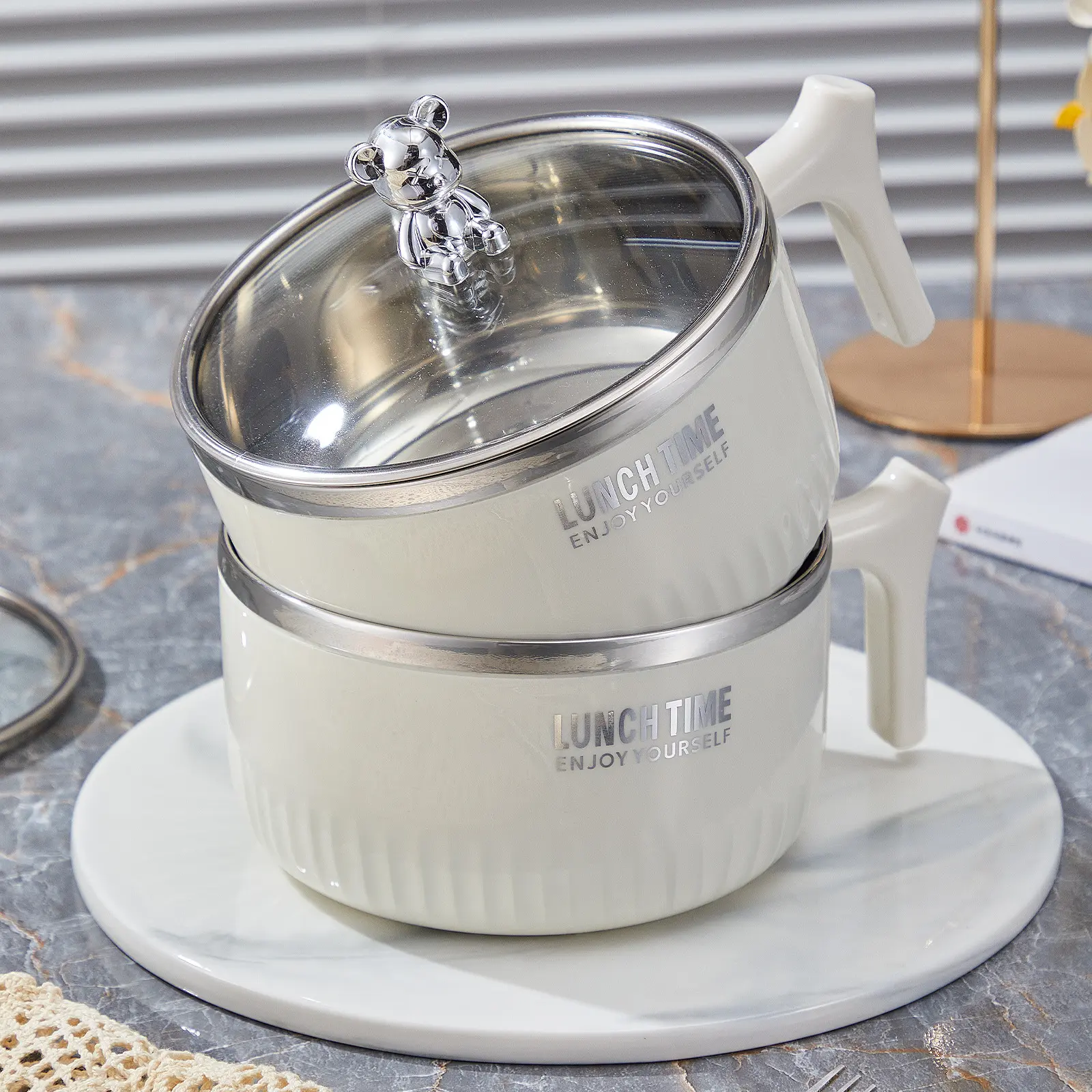 餐饮大店 304不锈钢泡面碗带盖学生圆形汤碗饭盒宿舍熊便当盒,收纳整理,食物收纳盒,淘宝优惠券,粉丝福利购,淘宝优惠卷