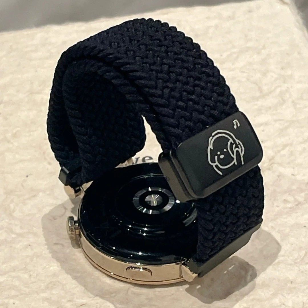 适用华为GT6/GT5可爱音乐小狗尼龙编织磁吸表带Watch5/4华为高级gt4运动FIT5/Fit4GT3gt2智能OPPOWatchX2Mini