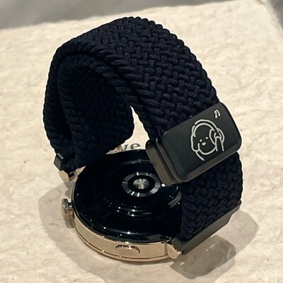 适用华为GT7/GT6可爱音乐小狗尼龙编织磁吸表带Watch5/4华为高级gt5运动FIT5/Fit4GT4gt3智能OPPOWatchX2Mini