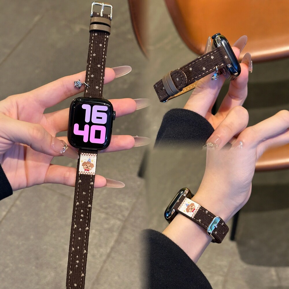 【秋冬星星吊坠灯芯绒】适用iWatchS11苹果S10手表applewatchs9S87表带se休闲华为Fit4/Fit3红米watch6高级感