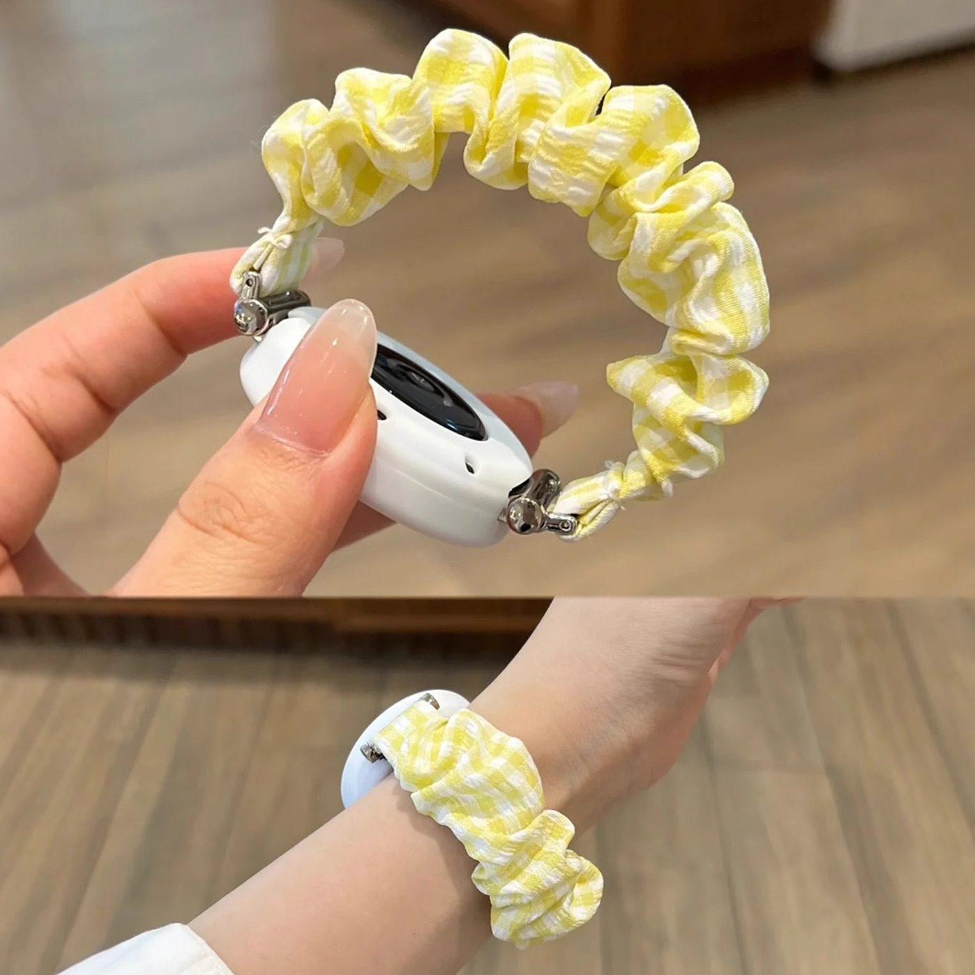适用华为GT5手表gt4新款小清新格纹弹力发圈表带Watch43pro女款GT3华为Fit3气质GT21透气OPPOWatchX2Mini夏天