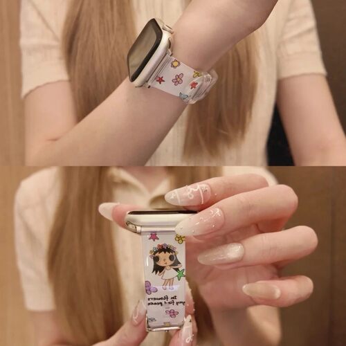 适用iWatchs11新款可爱小玉果冻硅胶运动表带苹果s10S98se华为FIT5小众女孩FIT4小米10Pro9Pro红米65高级夏天