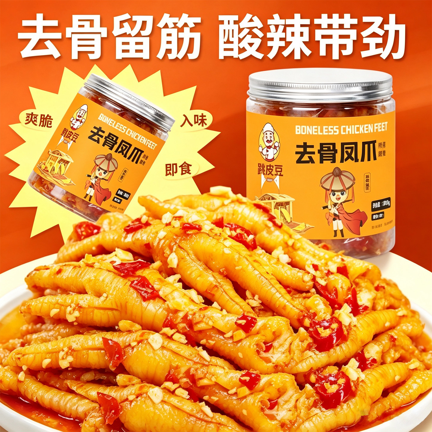 无骨鸡爪柠檬酸辣蒜香微辣即食