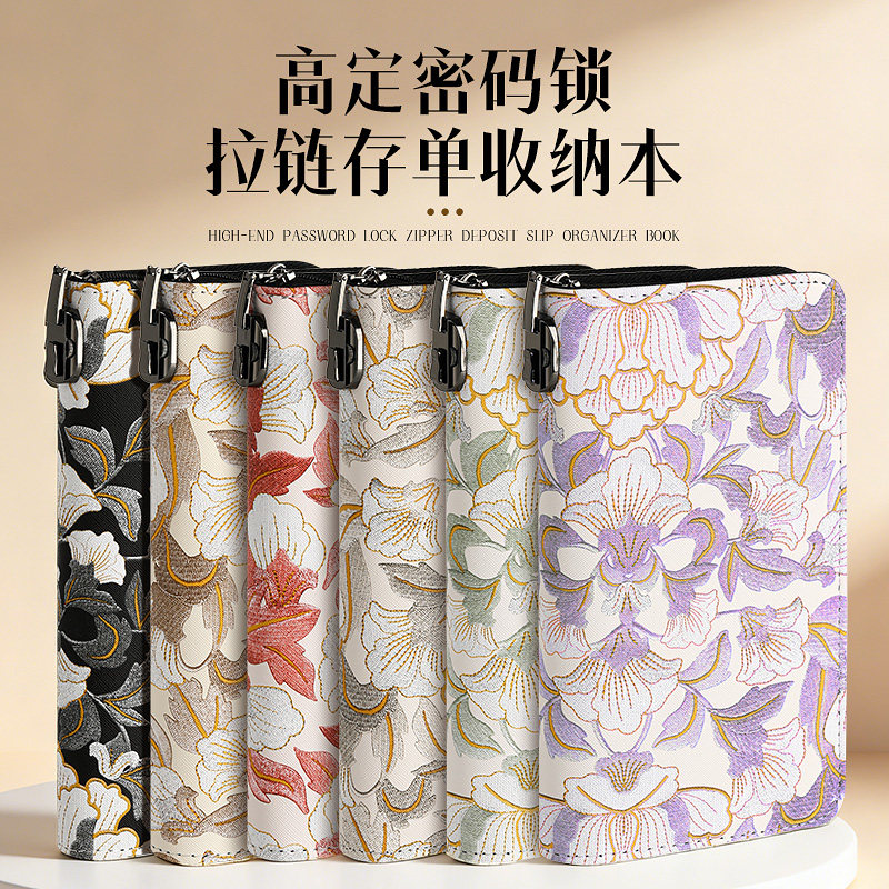 高定密码锁大容量存单收纳册图片