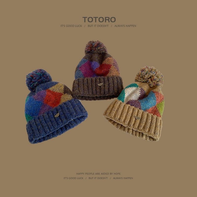 秋冬新款加厚保暖毛线帽子女甜美