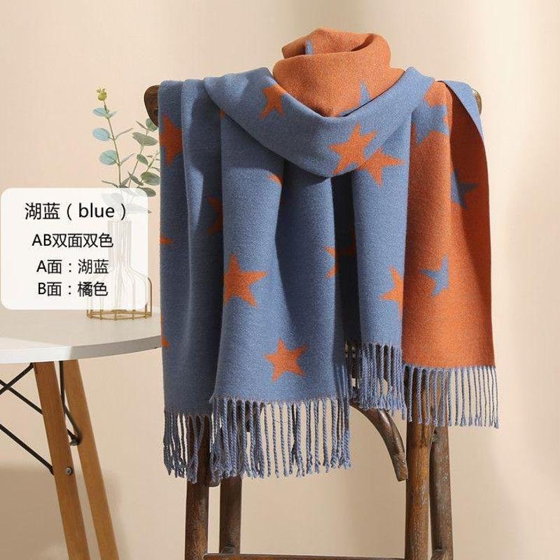 双面仿围巾女高档冬季加厚披肩韩
