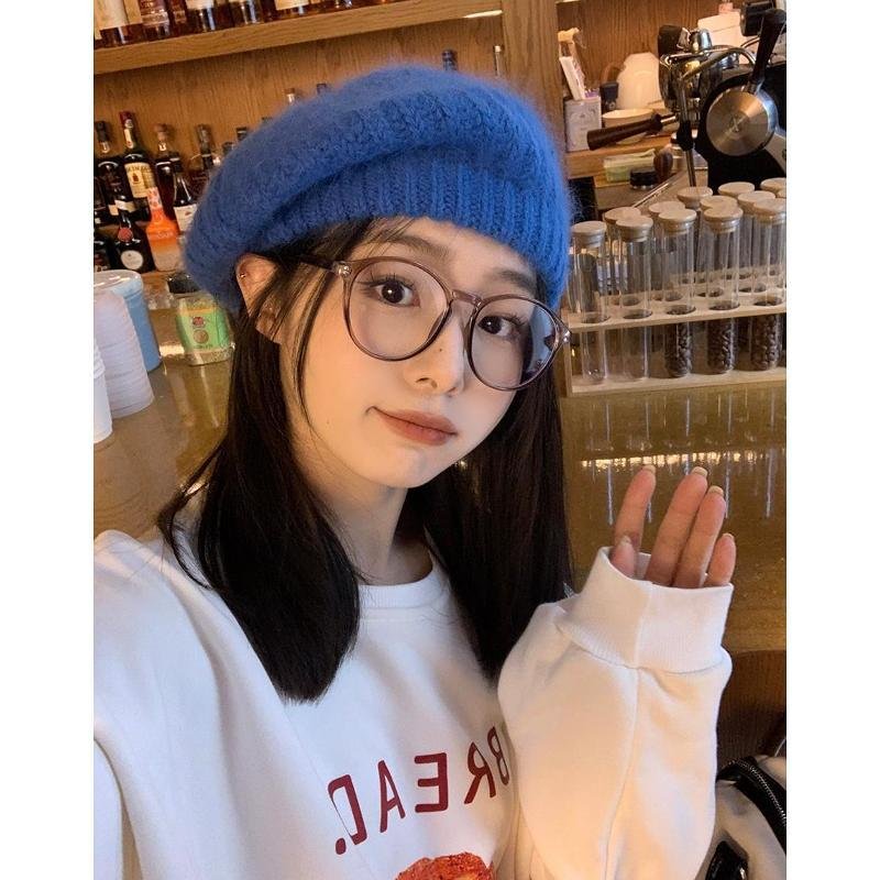 慵懒风~马海毛贝雷帽女秋冬针织