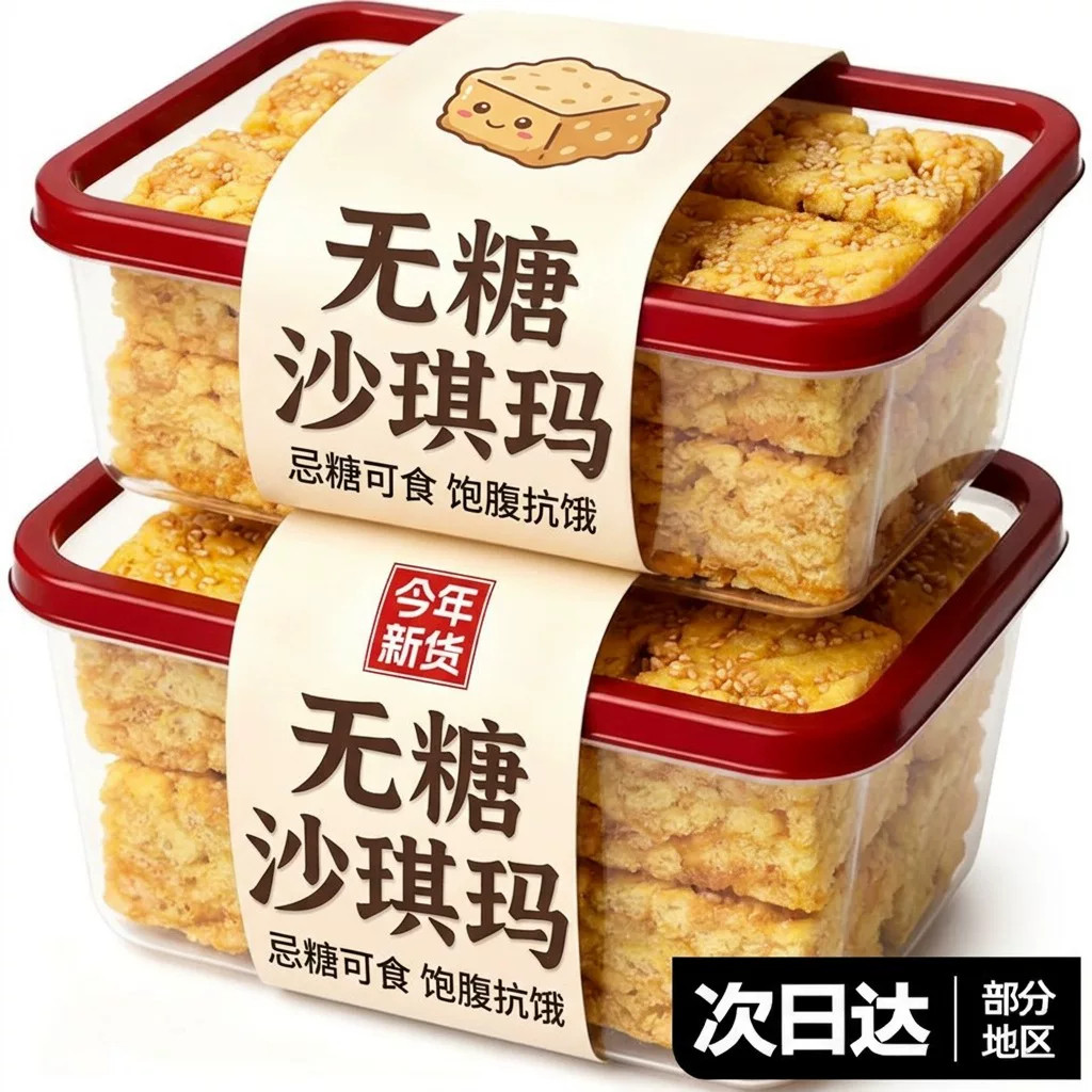 糖友定制沙琪玛无糖无添加官方旗舰店老式纯手工糕点糖尿人专用