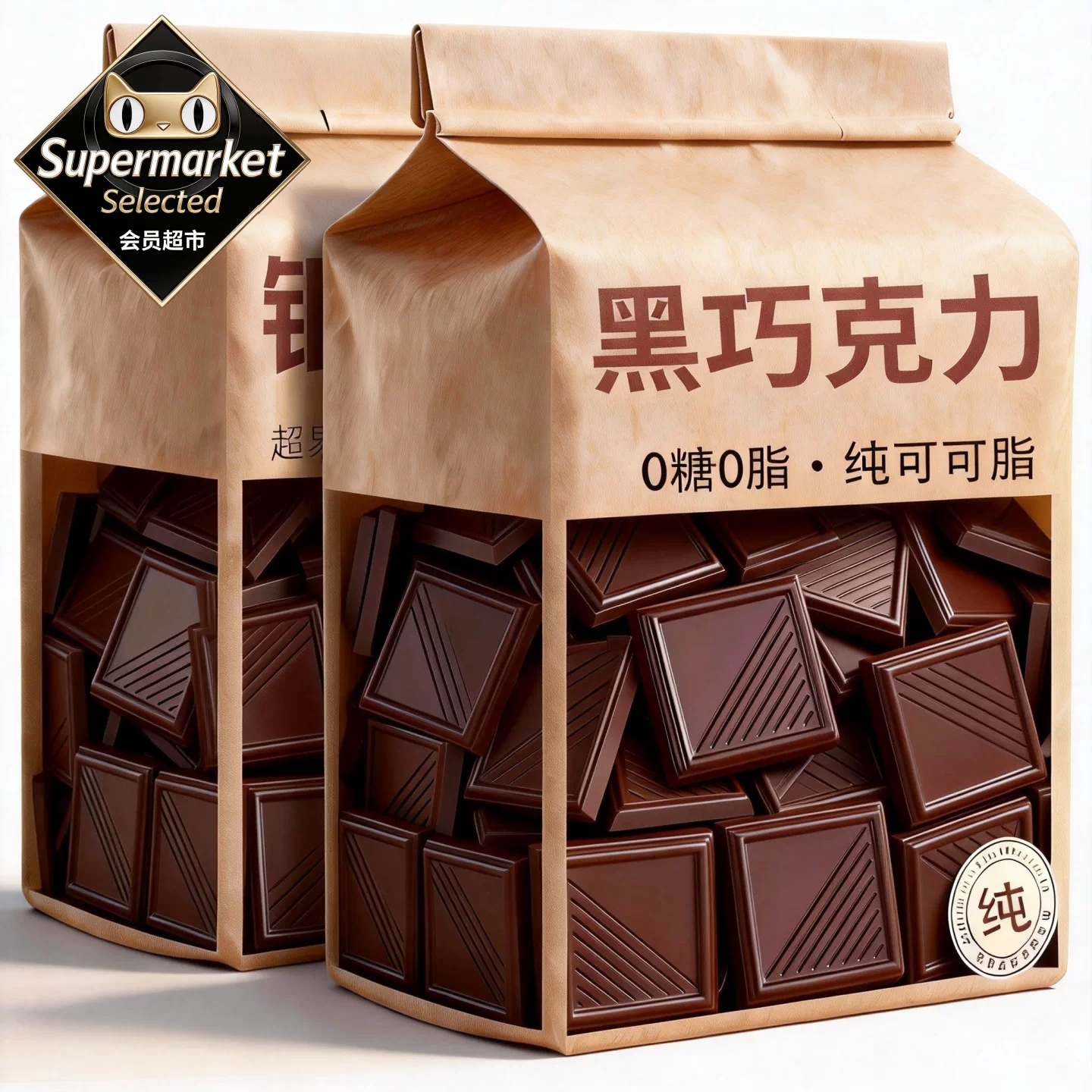 纯黑巧克力独立小包装100%纯可可脂无减糖脂肥下午茶点心解馋零食