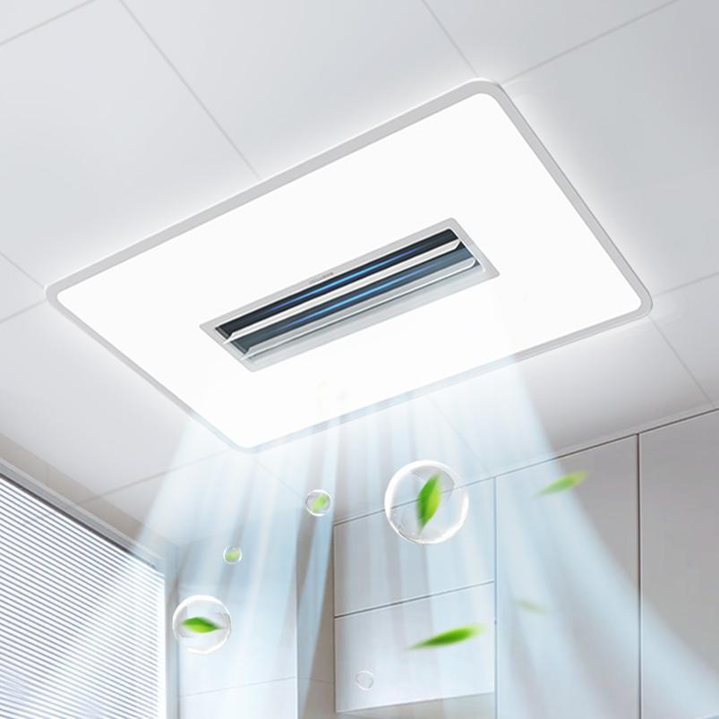 厨房凉霸集成吊顶吹风换气照明一体冷风机2024新款无叶风扇灯吸顶