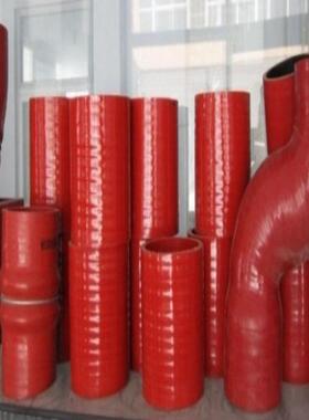 工业级硅胶软连接 现货灯笼式法兰卡箍大口径红色硅胶软连接