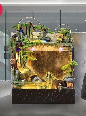 创意流水幕墙假山喷泉风水轮加湿器鱼缸客厅店铺乔迁开业装饰摆件