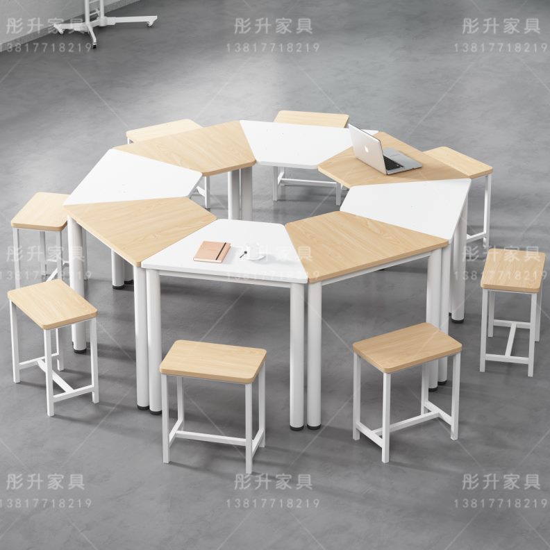 桌椅形桌凳边客桌六科学学生桌套装教室课桌椅实验创8人智慧培训