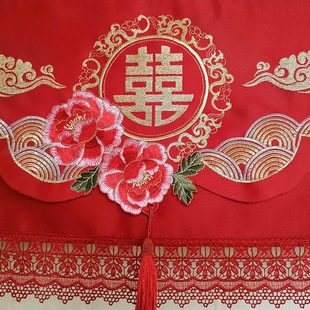 取喜挂式 开机庆喜空调套庆 空调婚庆大红色防尘罩定做不布艺刺绣