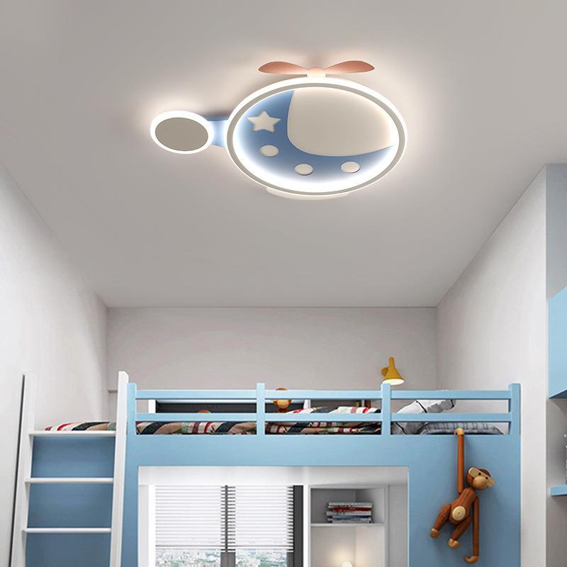 卧室灯蓝色儿童灯卡通现代简约时尚炫酷直升飞机创意吸顶灯灯具