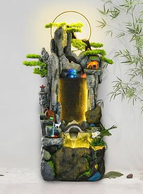 新中式流水喷泉家居客厅落地装饰室内外摆件会所景观办公室开业礼