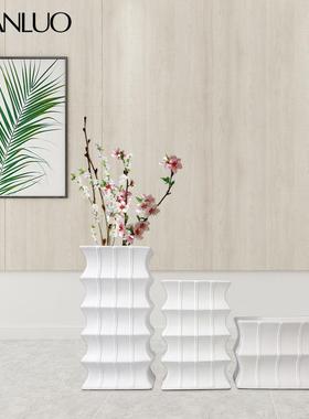 简约现代黑白树脂花瓶干花装饰摆件新中式客厅玄关电视柜餐桌摆设