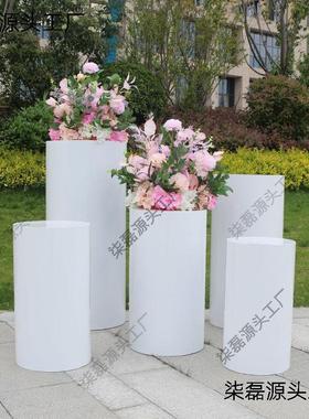 新款婚庆道具铁艺圆柱体甜品台架婚礼迎宾区布置橱窗装饰创意摆件