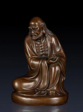 纯黄铜达摩祖师摆件禅悟始祖菩提铜像办公室居家开业玄关工艺品