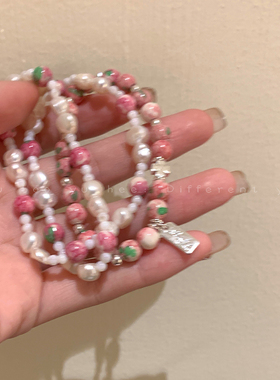 蜜桃香氛~双层淡水珍珠串珠手链女气质小众高级手串学生闺蜜手饰