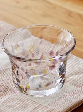 YYUN/昀 手工杯子咖啡杯耐热茶杯波点杯水杯玻璃杯家用果汁杯小巧