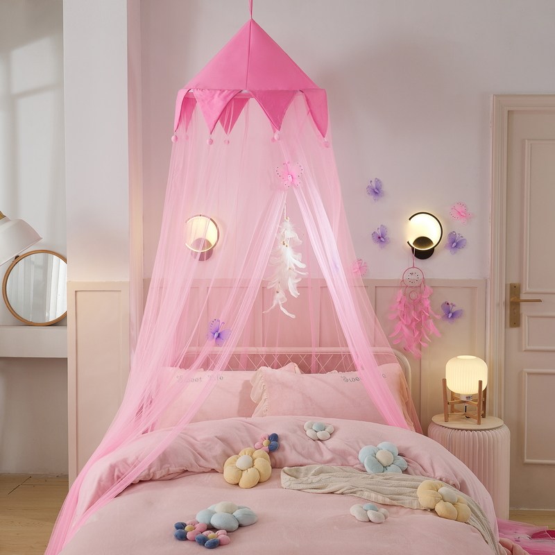 2022新款儿童可爱吊顶免打孔吸盘圆顶蚊帐吊顶家用女孩公主床帐篷,床上用品,蚊帐,淘宝优惠券,粉丝福利购,淘宝优惠卷