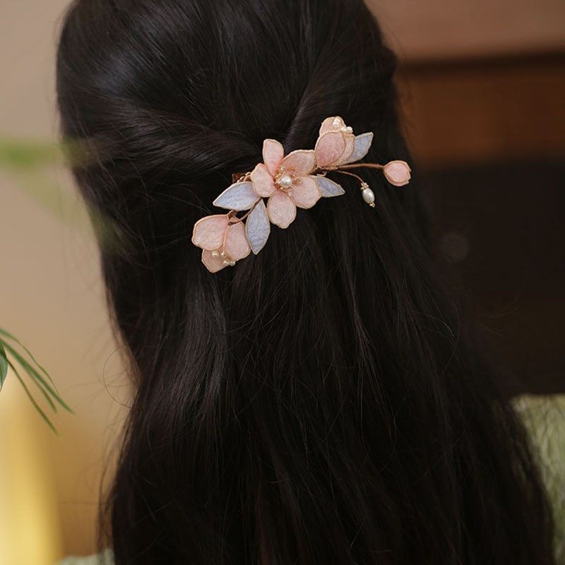 粉色花头饰春夏手工掐丝耳边发夹女后脑勺古风边夹半扎发发卡汉服,饰品/流行首饰/时尚饰品新,发饰,淘宝优惠券,粉丝福利购,淘宝优惠卷