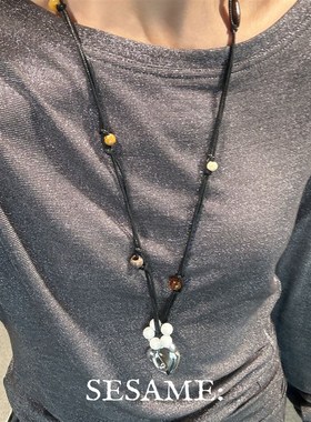 【小敏推荐】飒米春天花花爱心吊坠项链轻奢小众手工编绳长款项链