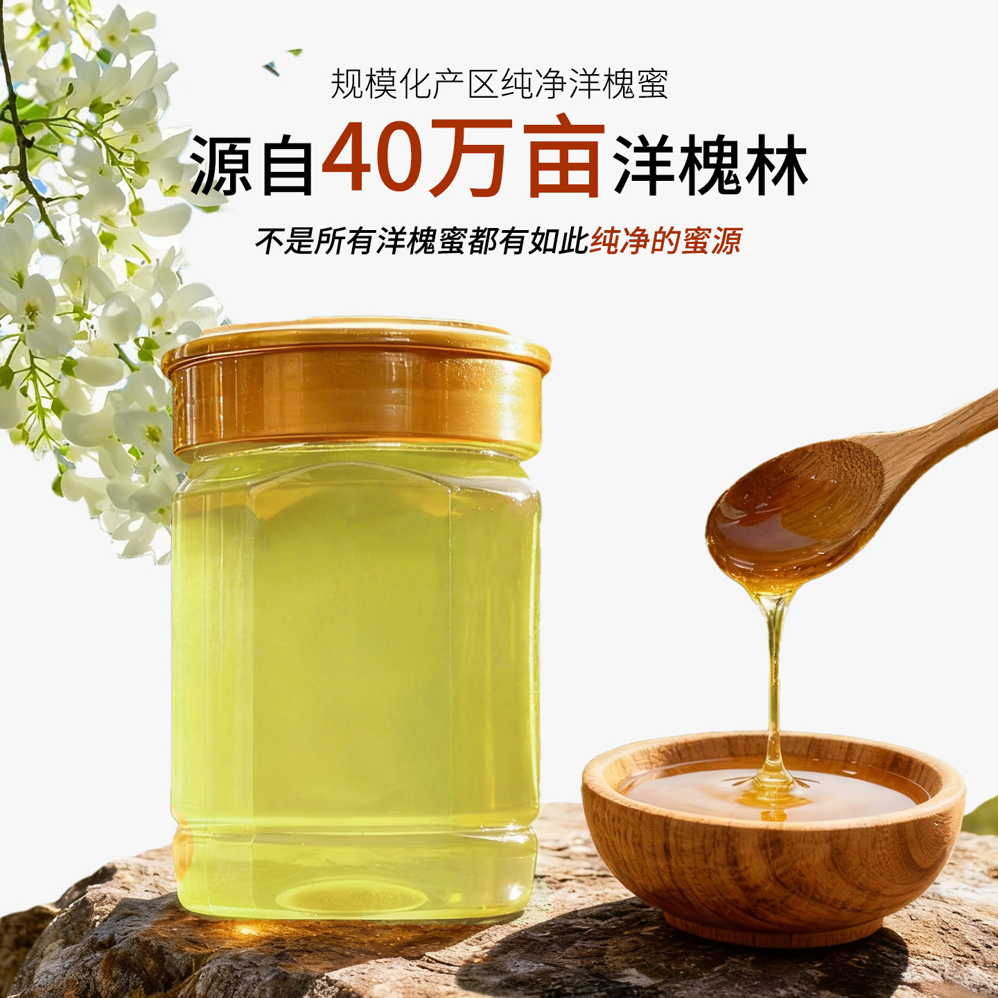 洋槐花土蜂蜜深山自然成熟蜜无添加刺槐 蜜 500g*1瓶
