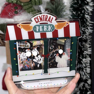 老友记圣诞限定亚克力相框拍立得3寸小卡展示架双人插卡立牌桌面