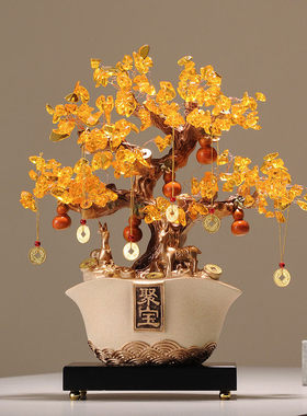 发财树聚宝盆招财摆件开业乔迁