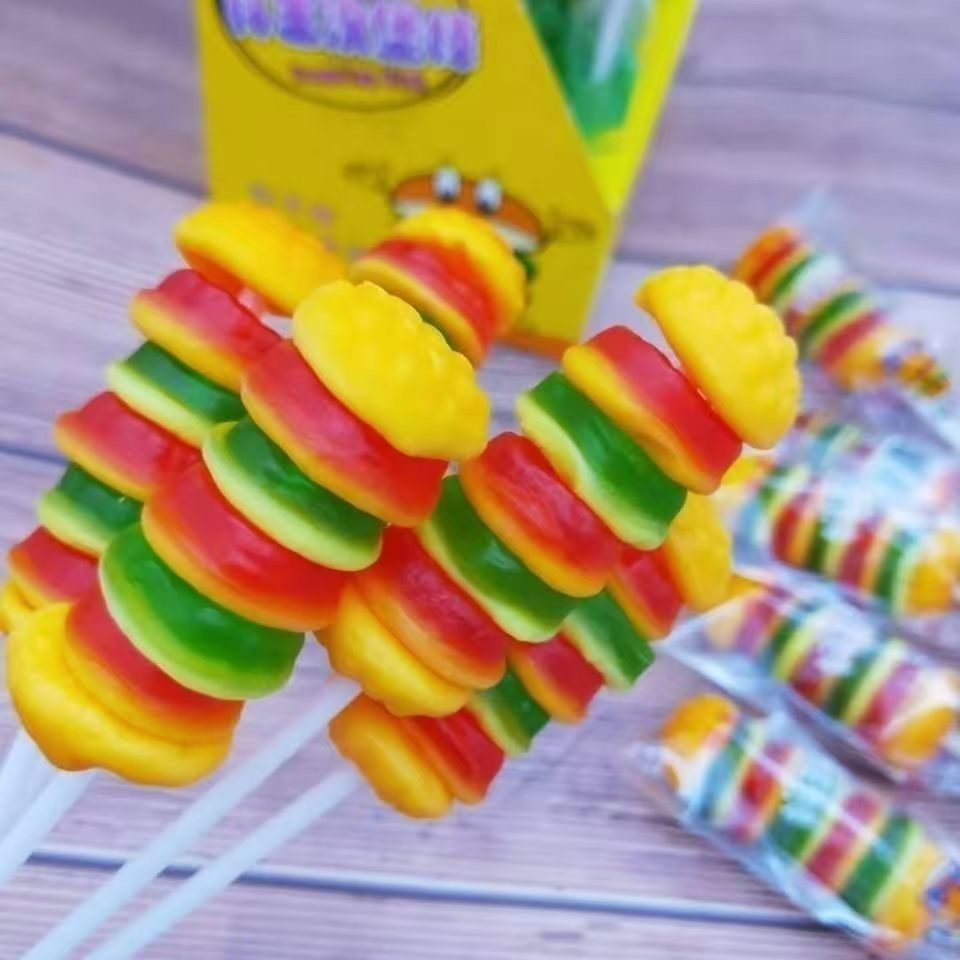 五彩稻谷抖王汉堡网红果汁糖果qq