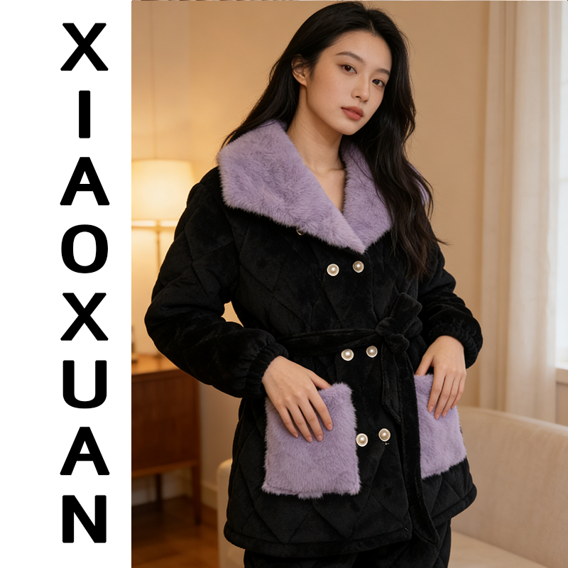 【娇闺千金】新中式国风新款冬季加厚气质感三层保暖加厚加绒居家